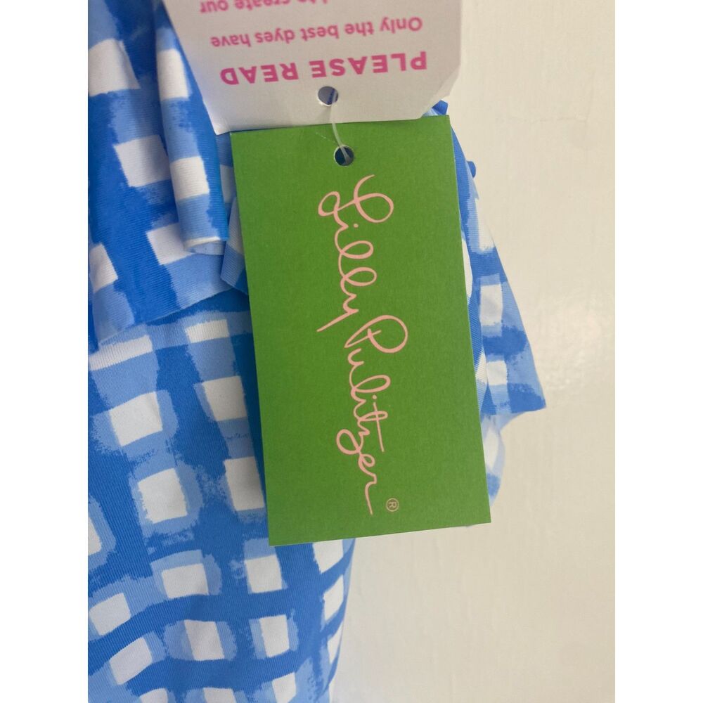 NWT LILLY PULITZER Fiesta One-Piece Swimsuit Blue Gingham Ruffle Size 10 - Picture 6 of 6